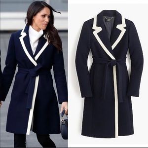 J. Crew Tipped Wrap Coat Italian Stadium-cloth